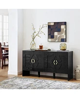 Mid-Century Modern Sideboard Buffet Cabinet - 60" Black