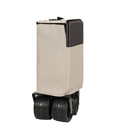 Folding Wagon Cart - Rotating Handle, All-Terrain Wheels, Khaki-Gray