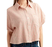 Bcx Juniors' Striped Cropped Oversized Top