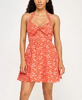 Trixxi Juniors' Printed Halter Short Fit & Flare Dress