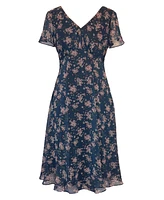 Alie Street London Women's Miranda V-Neck Short Sleeve Midi Dress