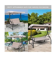 3 Seats Outdoor Porch Swing Hammock with Adjustable Tilt Canopy