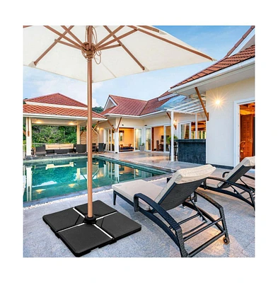4 Pieces Square Fillable Patio Umbrella Base Set with Handle and Funnel