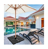 4 Pieces Square Fillable Patio Umbrella Base Set with Handle and Funnel