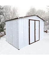 Metal garden sheds 6ftx8ft outdoor storage sheds white+offee