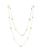 Suzy Levian Sterling Silver Cubic Zirconia Clover & Circle Station Necklace