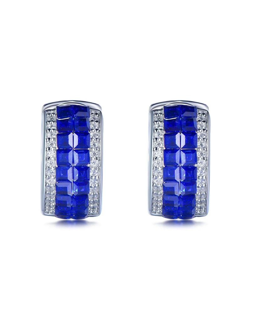 Suzy Levian Sterling Silver Invisible Set Cubic Zirconia Huggie Earrings