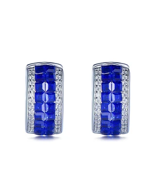 Suzy Levian Sterling Silver Invisible Set Cubic Zirconia Huggie Earrings