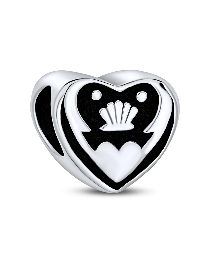 Bling Jewelry Celtic Knot Claddagh Heart Charm Bead in Sterling Silver for European Bracelets