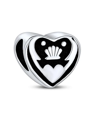 Bling Jewelry Celtic Knot Claddagh Heart Charm Bead in Sterling Silver for European Bracelets
