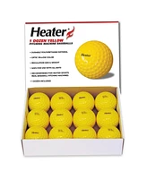 Heater Yellow Dimpled Baseballs, 1 Dozen, Polyurethane Material, Optic Yellow Color, for Use in Real Ball Pitching Machines