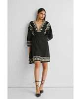Reistor Women's Deep V Embroidered Dress