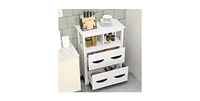 24 Inch Floor Cabinet with 2 Open Compartments and 2 Drawers