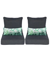 Aoodor 24'' x 24'' Outdoor Deep Seat Chair Cushion Set, Set of 2 Seats, 2 Backs, 2 Pillows (Charcoal)
