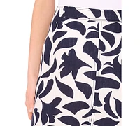 CeCe Women's Printed Seamed Maxi Skirt