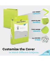½ Inch 3 Ring Binder, .5 Inch Round Ring Clear View Cover with 2 Inside Pockets Binders, Colored School Supplies Binders in Grey, Pink, Blue, Pur