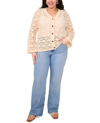 Vince Camuto Plus Pointelle Cotton Cardigan