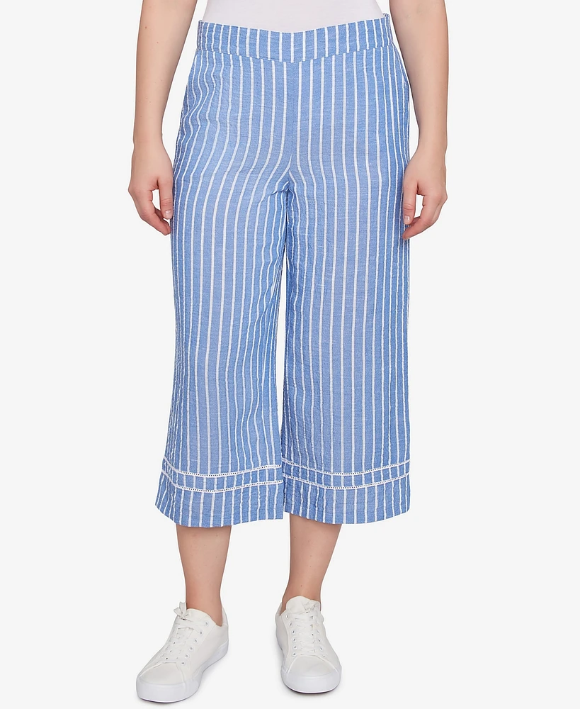Ruby Rd. Petite Yarn Dye Stripe Relaxed Soft Capri Pants