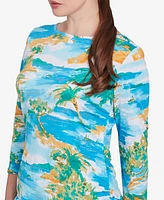 Ruby Rd. Petite Paradise Island Crinkle Knit Top