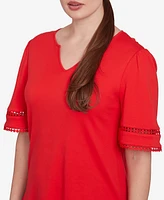 Ruby Rd. Petite Solid Diamond Stitch T-Shirt