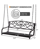 Gymax Patio Hanging Porch Swing Outdoor 2-Person Metal Swing Bench Chair w/ Chains
