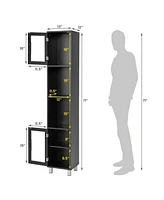 71 Inch Tall Tower Bathroom Storage Cabinet and Organizer Display Shelves for Bedroom