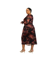Fashion-szn Curve Plus Tie Dye Print Mesh Midi Dress