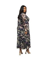 Fashion-szn Curve Plus Zebra Print Mesh Midaxi Dress