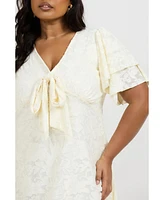 Fashion-szn Curve Plus Short Sleeve V-Neck Mini Skater Dress