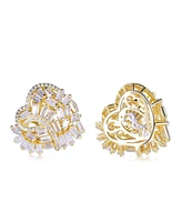 Suzy Levian Sterling Silver Cubic Zirconia Large Heart Cluster Earrings