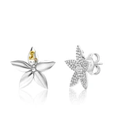 Suzy Levian Sterling Silver Cubic Zirconia Flower Earrings
