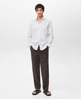 Mango Men's Cotton Regular-Fit Striped Shirt