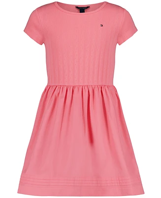 Tommy Hilfiger Toddler and Little Girls Knit To Woven Short Sleeve Dress