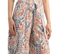 Bcx Juniors' Printed Wrap Dolphin-Hem Pants
