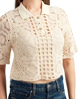 Bcx Juniors' Cotton Crochet Lace Polo Top