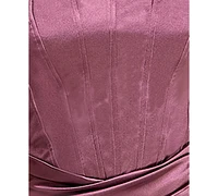 Emerald Sundae Juniors' Iris Sateen Corset-Bodice Slit Gown