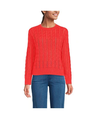 Lands' End Women's Drifter Cable Pointelle Stitch Sweater