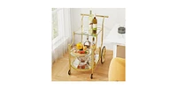 3-Tier Home Bar Serving Cart on Wheels with Mirrored Shelves