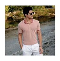Campus Sutra Men's Brick Brown Duo-Hue Knit Polo T-Shirt