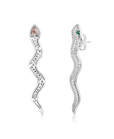 Suzy Levian Sterling Silver Cubic Zirconia Wild Snake Earrings