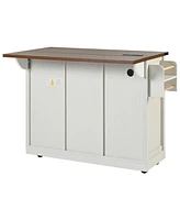 Farmhouse Kitchen Island with Drop Leaf & Wheels