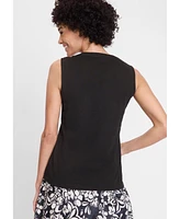 Olsen Women's Sleeveless Embroidered Detail Top