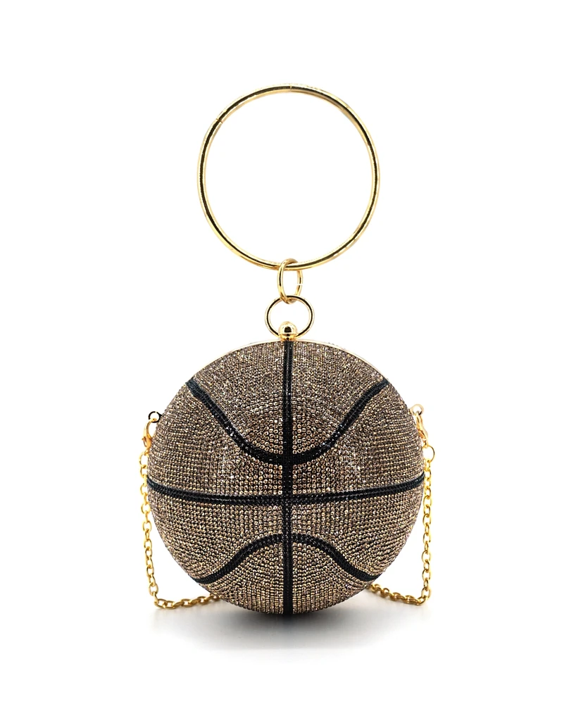 Like Dreams Dribble Small Rhinestone Basketball Clutch Bag
