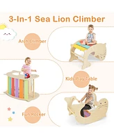 Gymax 7-in-1 Indoor Climbing Toys for Toddlers w/ Reversible Ramp Sea Lion Rocker