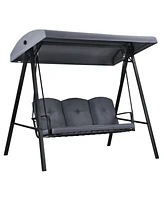 Gymax 3-Person Patio Porch Swing Cushioned Outdoor Swing Chair w/ Adjustable Canopy