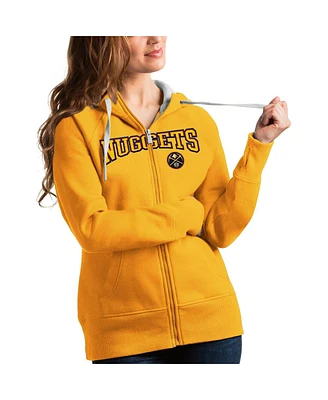 Antigua Women's Gold Denver Nuggets Team Victory Full-Zip Hoodie