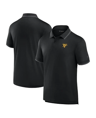 Fanatics Men's Black Pittsburgh Penguins Front Office Pique Polo Shirt