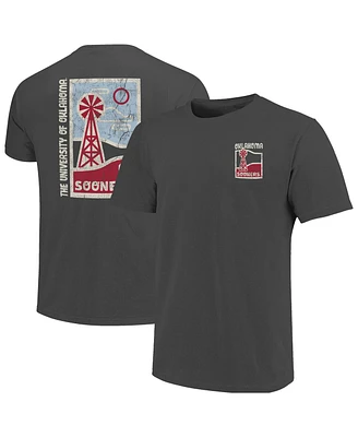 Image One Men's Graphite Oklahoma Sooners Comfort Colors Minimal Vista Distressed Graphics T-Shirt