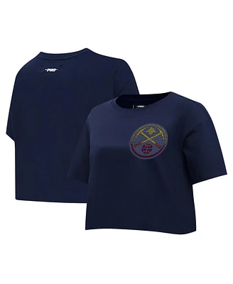 Pro Standard Women's Navy Denver Nuggets Jewels Boxy Cropped T-Shirt