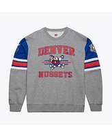 Mitchell & Ness Men's Heather Gray Denver Nuggets Hardwood Classics All Over 4.0 Pullover Sweatshirt